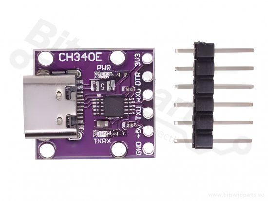 Converter USB-C naar Serieel UART CH340E breakout 3,3V/5V